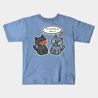 Cat Holding A Tart In Cat Pun Kids T-Shirt